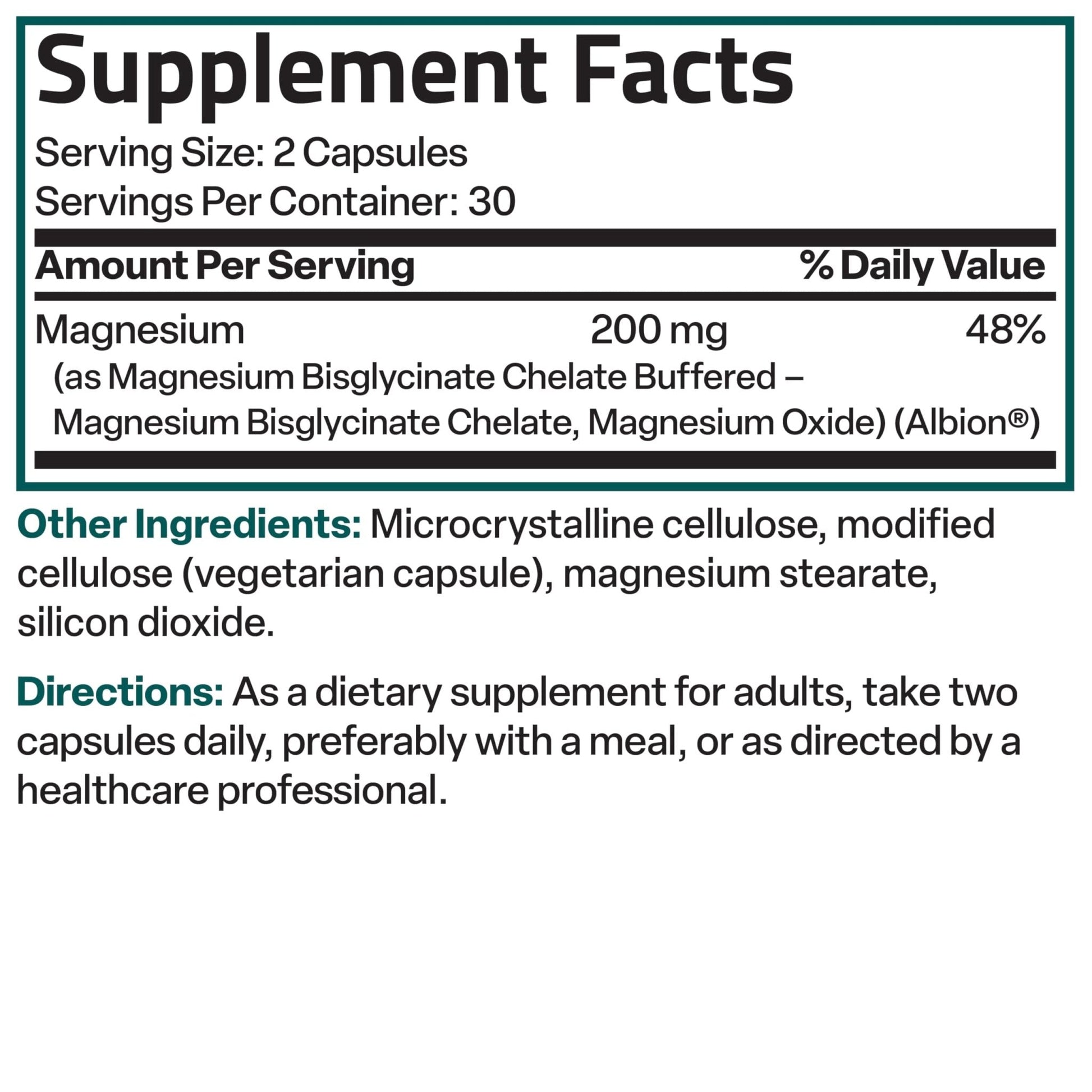 Bronson Magnesium Glycinate 200 MG per Serving Chelated for High Absorption, Gentle On Stomach, Non-GMO, 60 Vegetarian Capsules - Maple Wellness Supplements