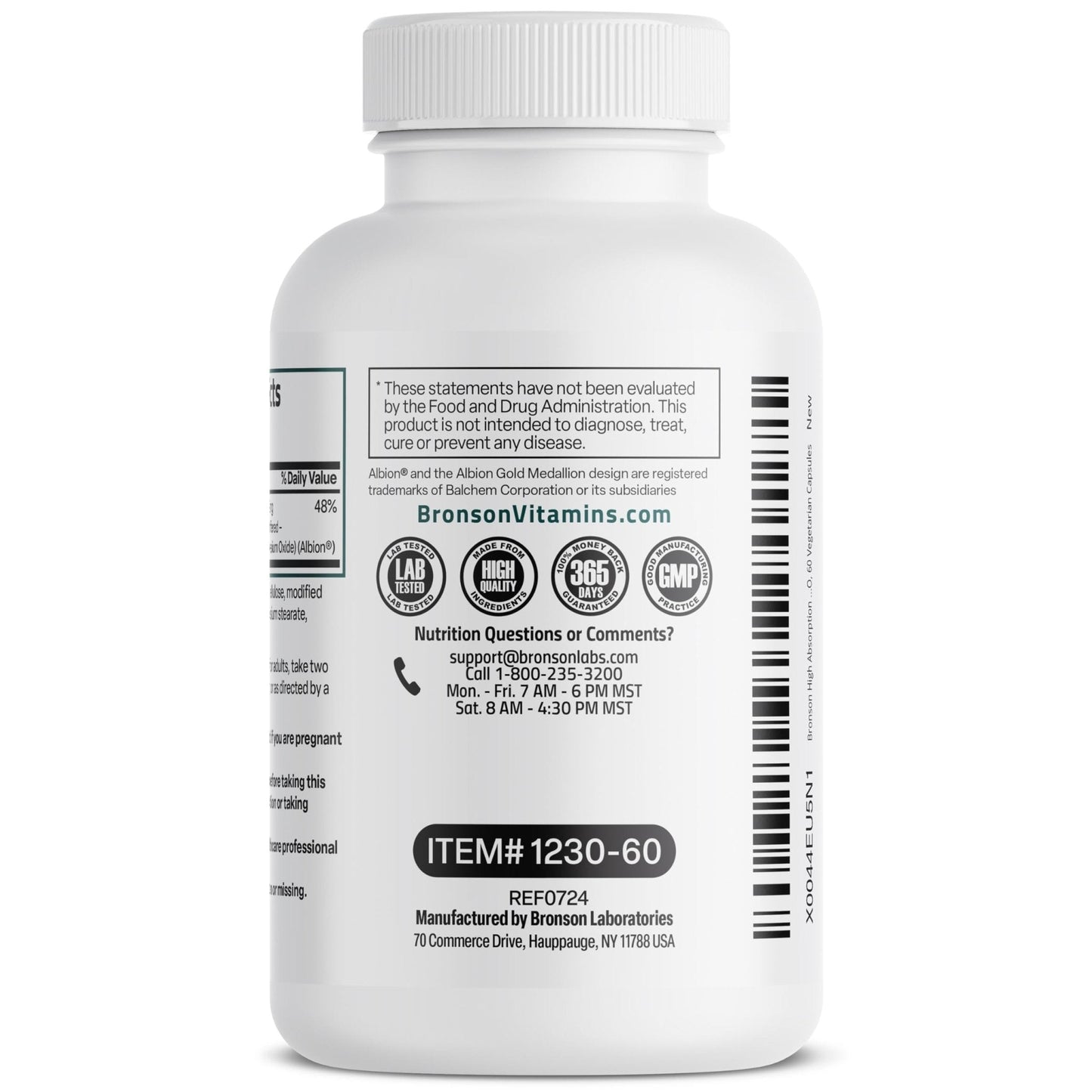 Bronson Magnesium Glycinate 200 MG per Serving Chelated for High Absorption, Gentle On Stomach, Non-GMO, 60 Vegetarian Capsules - Maple Wellness Supplements