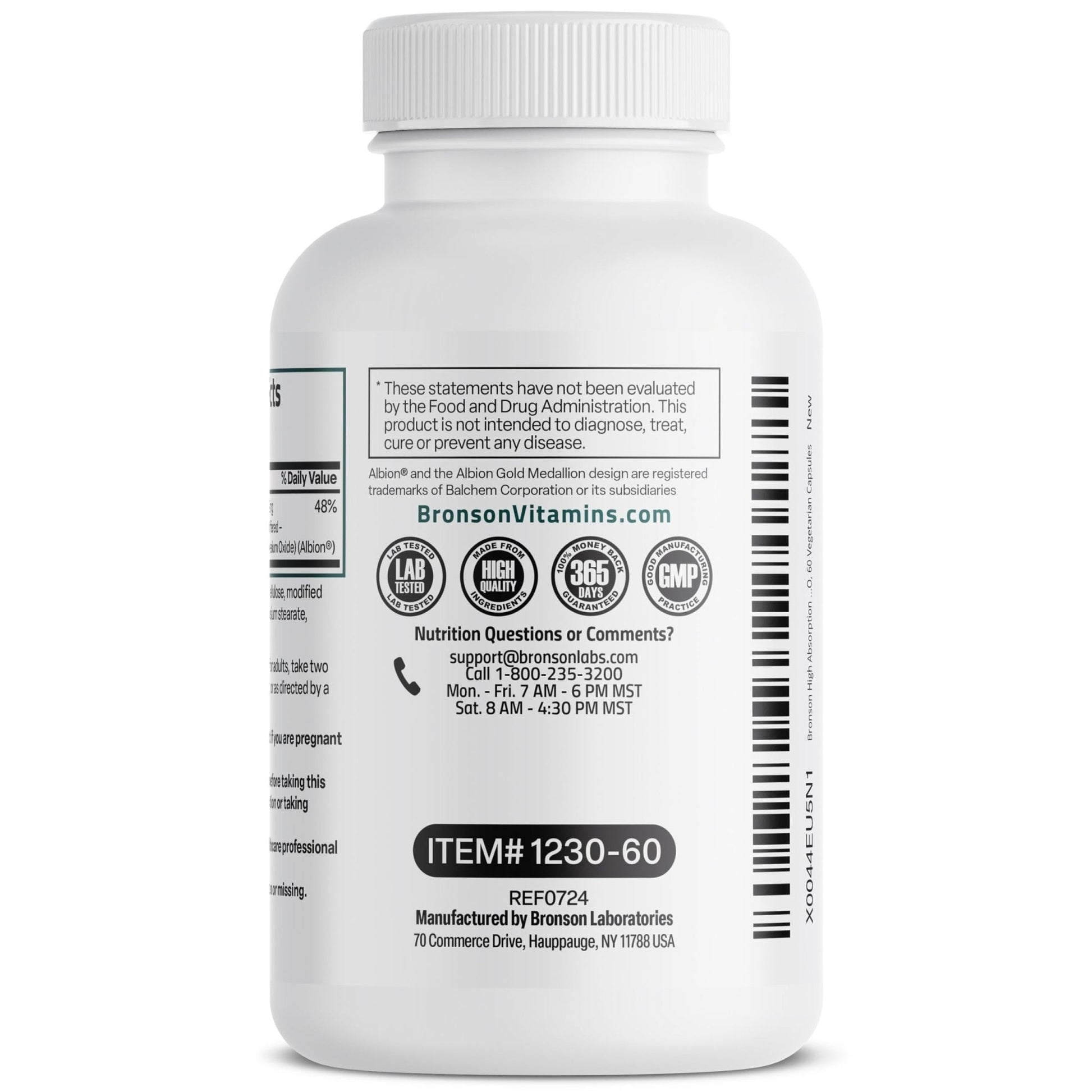 Bronson Magnesium Glycinate 200 MG per Serving Chelated for High Absorption, Gentle On Stomach, Non-GMO, 60 Vegetarian Capsules - Maple Wellness Supplements