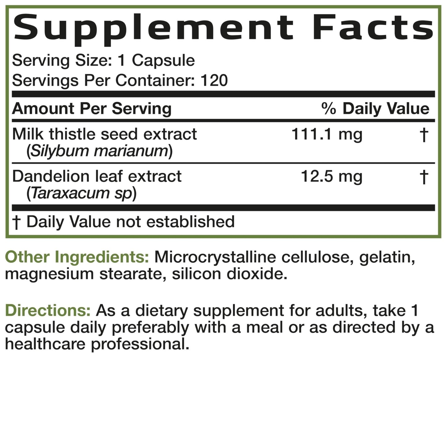 Bronson Milk Thistle Silymarin Marianum & Dandelion Extract Liver Health Support, Antioxidant Support, Detox, 120 Capsules - Maple Wellness Supplements