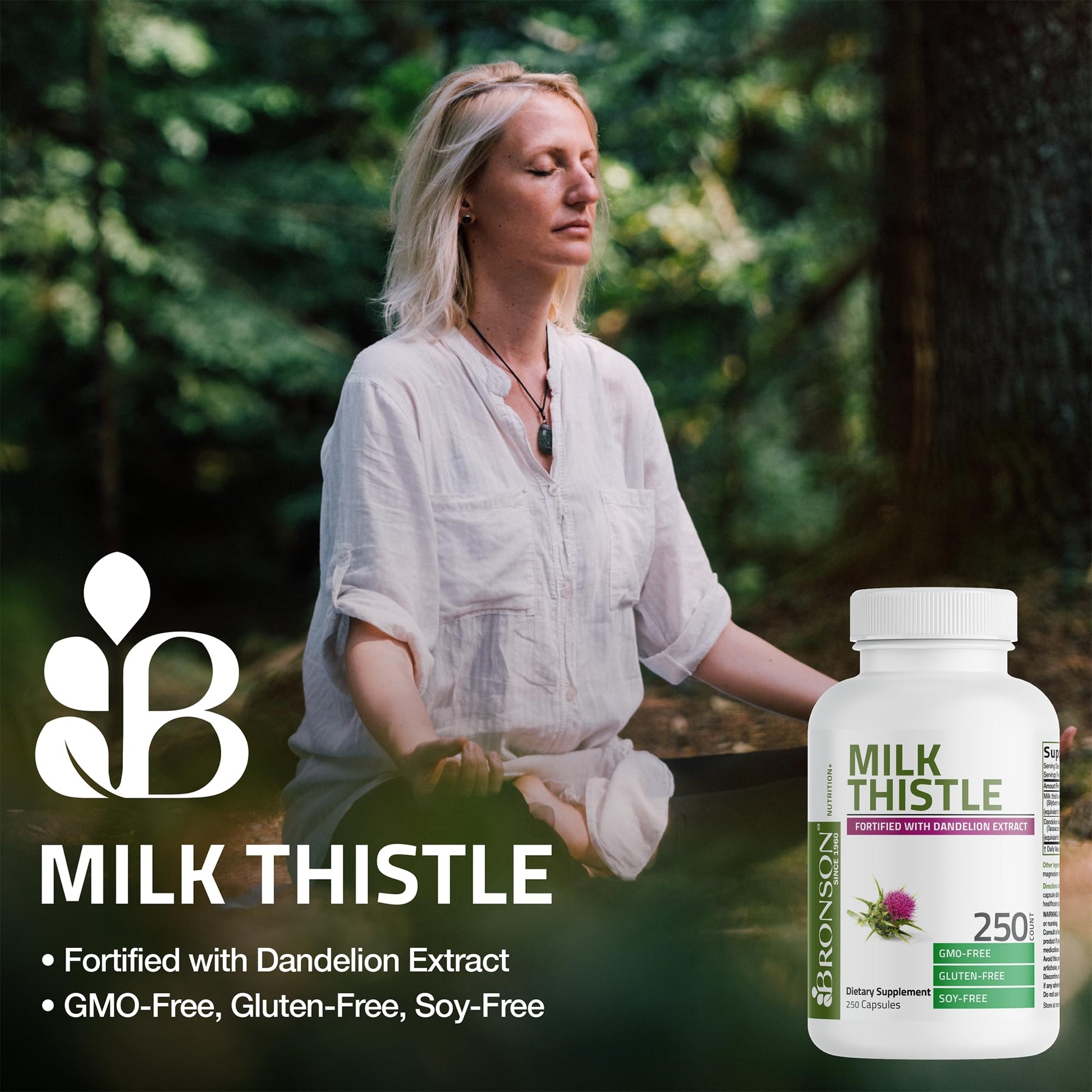 Bronson Milk Thistle Silymarin Marianum & Dandelion Extract Liver Health Support, Antioxidant Support, Detox, 120 Capsules - Maple Wellness Supplements