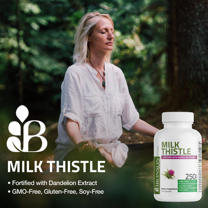 Bronson Milk Thistle Silymarin Marianum & Dandelion Extract Liver Health Support, Antioxidant Support, Detox, 120 Capsules - Maple Wellness Supplements