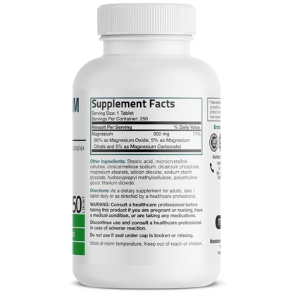 Bronson Triple Magnesium Complex Maximum Coverage 300mg - Non-GMO Formula, 250 Tablets - Maple Wellness Supplements