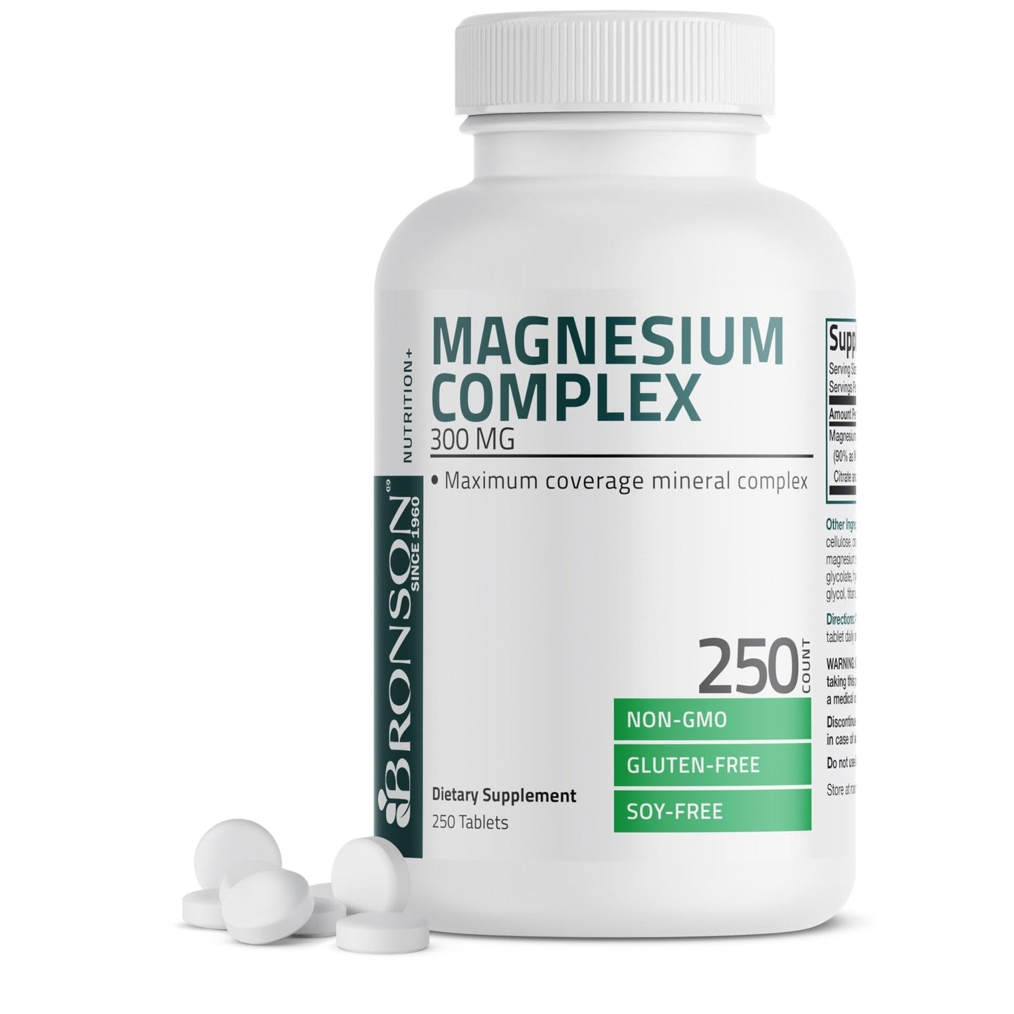 Bronson Triple Magnesium Complex Maximum Coverage 300mg - Non-GMO Formula, 250 Tablets - Maple Wellness Supplements