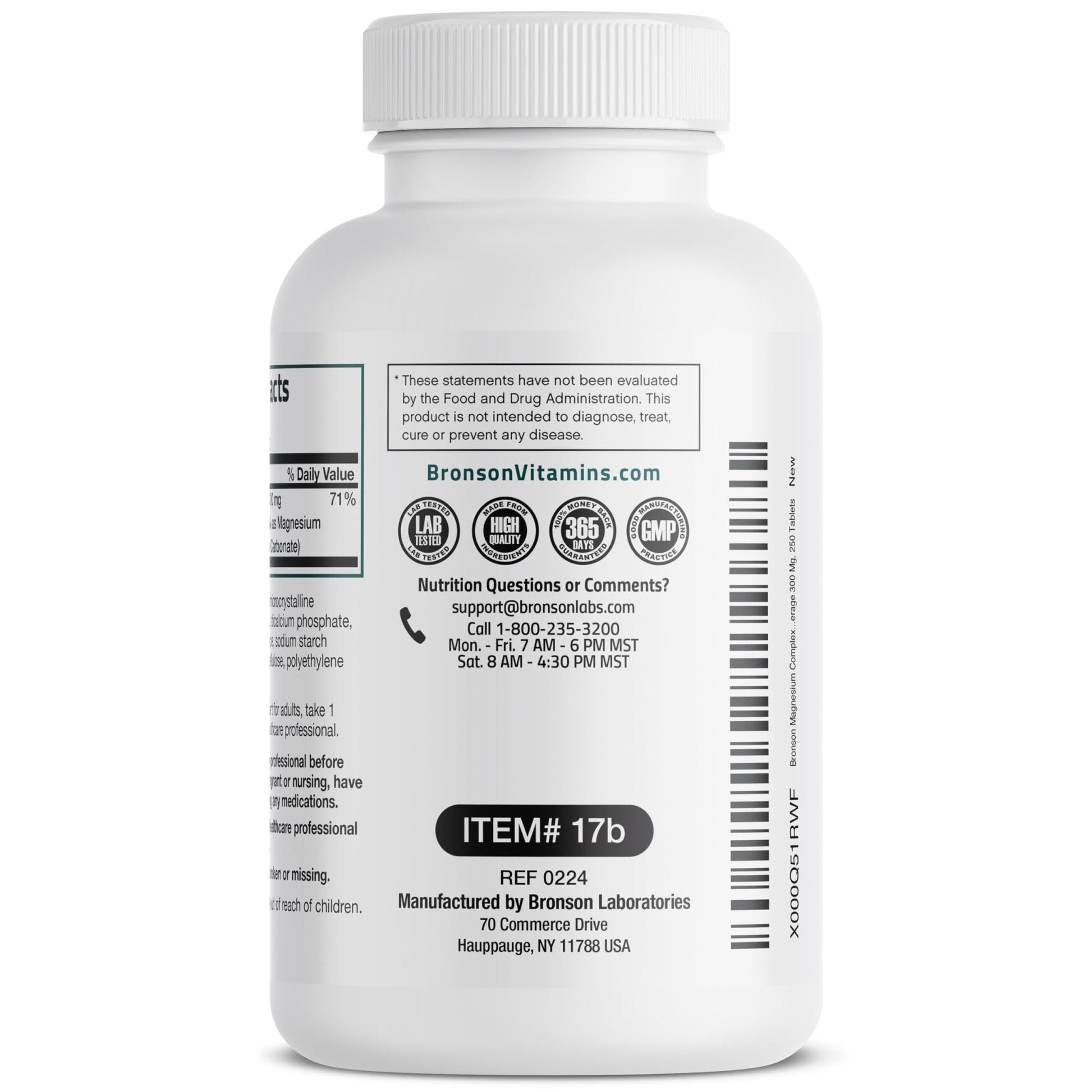 Bronson Triple Magnesium Complex Maximum Coverage 300mg - Non-GMO Formula, 250 Tablets - Maple Wellness Supplements