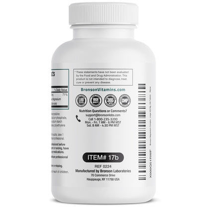 Bronson Triple Magnesium Complex Maximum Coverage 300mg - Non-GMO Formula, 250 Tablets - Maple Wellness Supplements