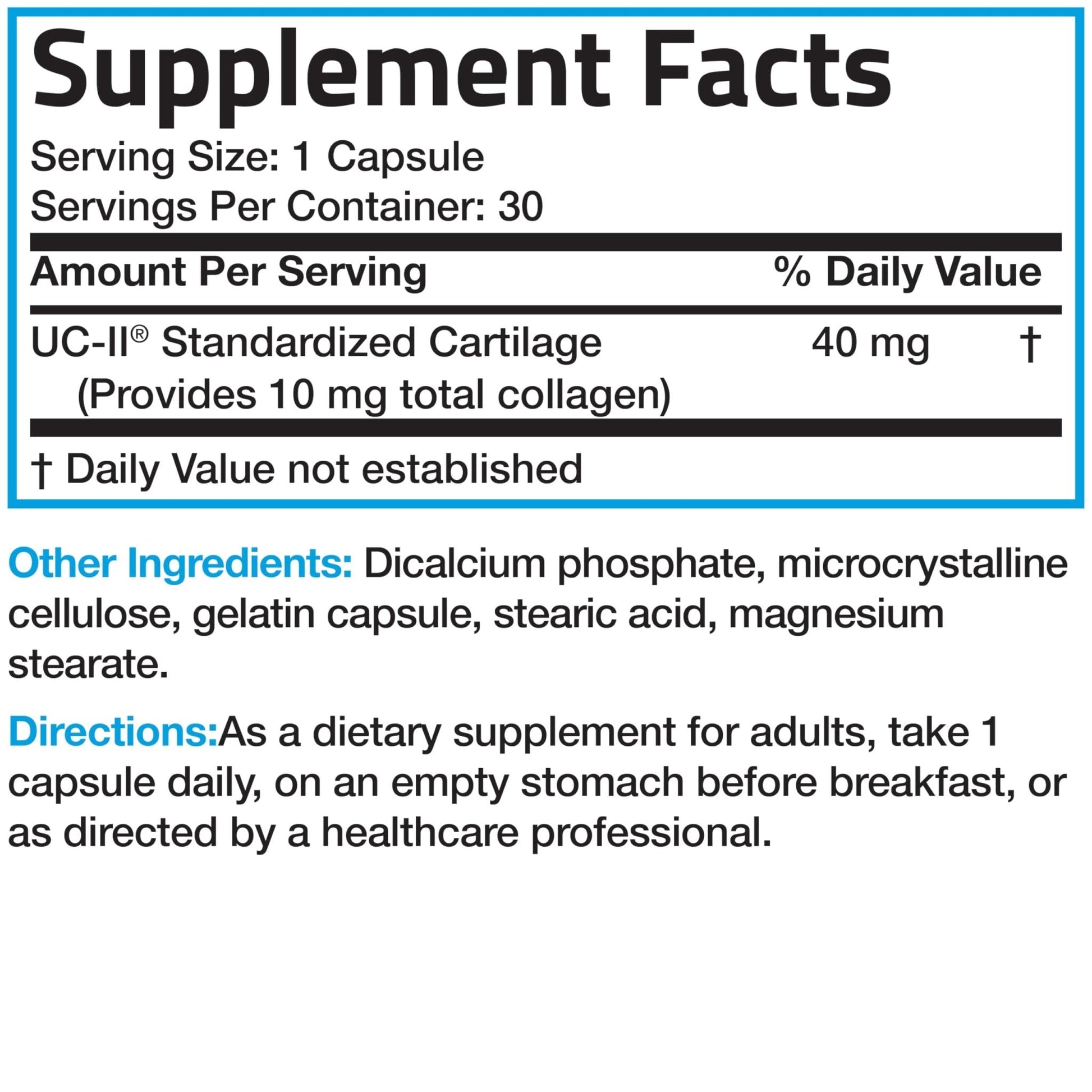 Bronson UC-II Type II Collagen with Undenatured Type II Collagen, 30 Capsules - Maple Wellness Supplements