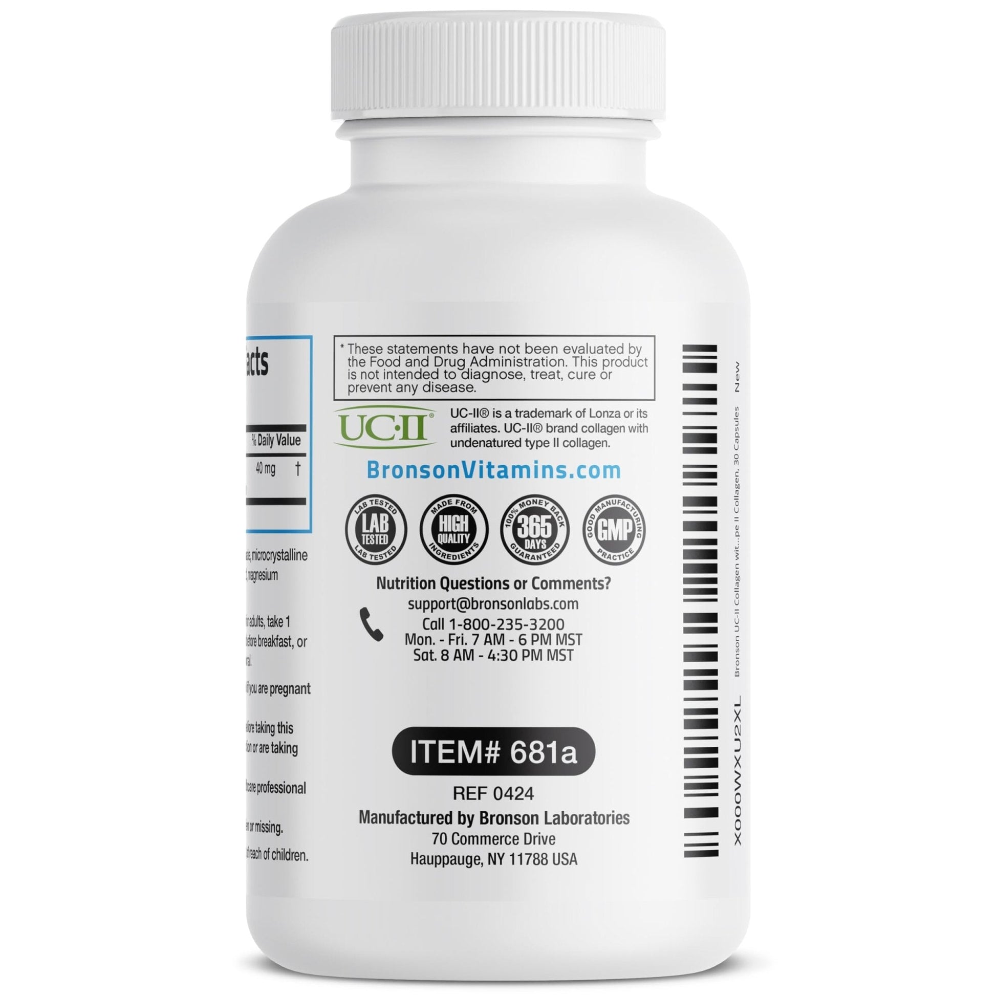 Bronson UC-II Type II Collagen with Undenatured Type II Collagen, 30 Capsules - Maple Wellness Supplements