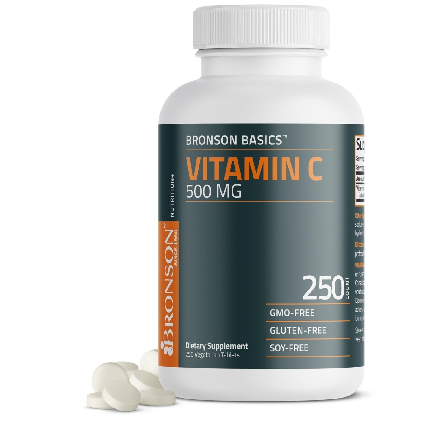 Bronson Vitamin C 500 MG Supports a Healthy Immune System & Antioxidant Protection, Non-GMO, 250 Vegetarian Tablets - Maple Wellness Supplements
