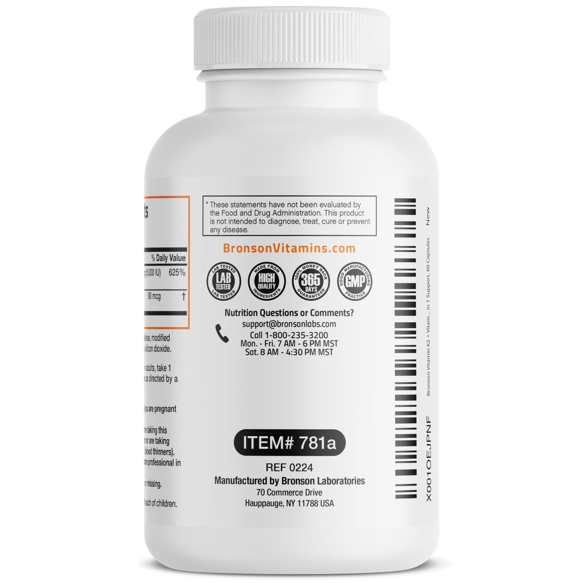 Bronson Vitamin K2 D3 (MK7) Supplement Non-GMO Formula Vitamin D3 5000IU (125 mcg) & 90 mcg K2 MK-7 - Maple Wellness Supplements