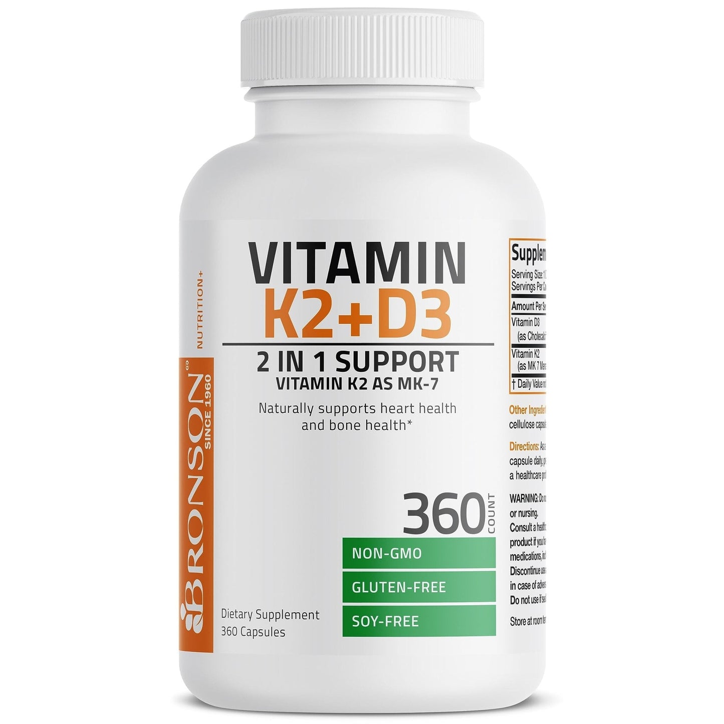 Bronson Vitamin K2 (MK7) with D3 Supplement Non-GMO Formula 5000 IU Vitamin D3 - Maple Wellness Supplements
