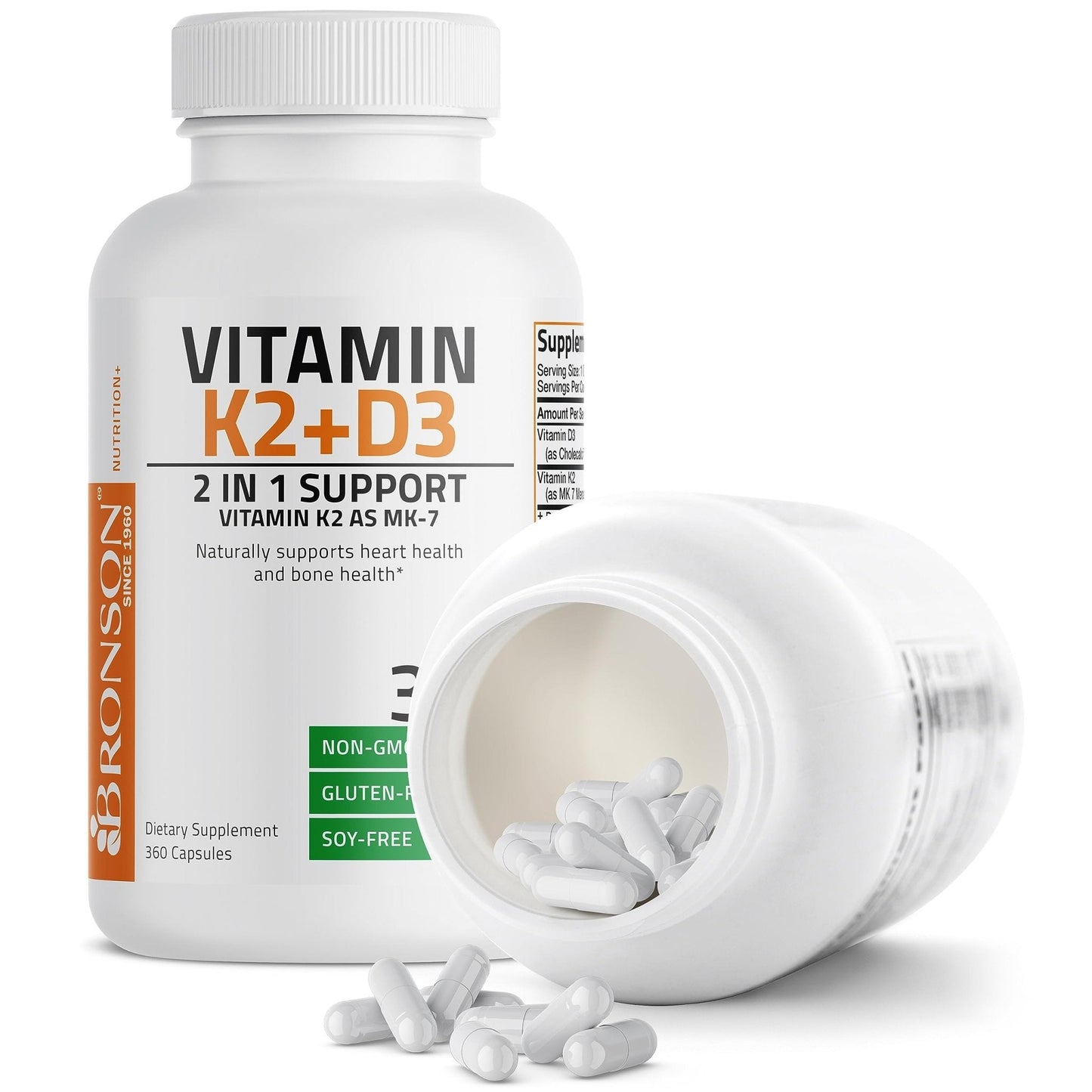 Bronson Vitamin K2 (MK7) with D3 Supplement Non-GMO Formula 5000 IU Vitamin D3 - Maple Wellness Supplements