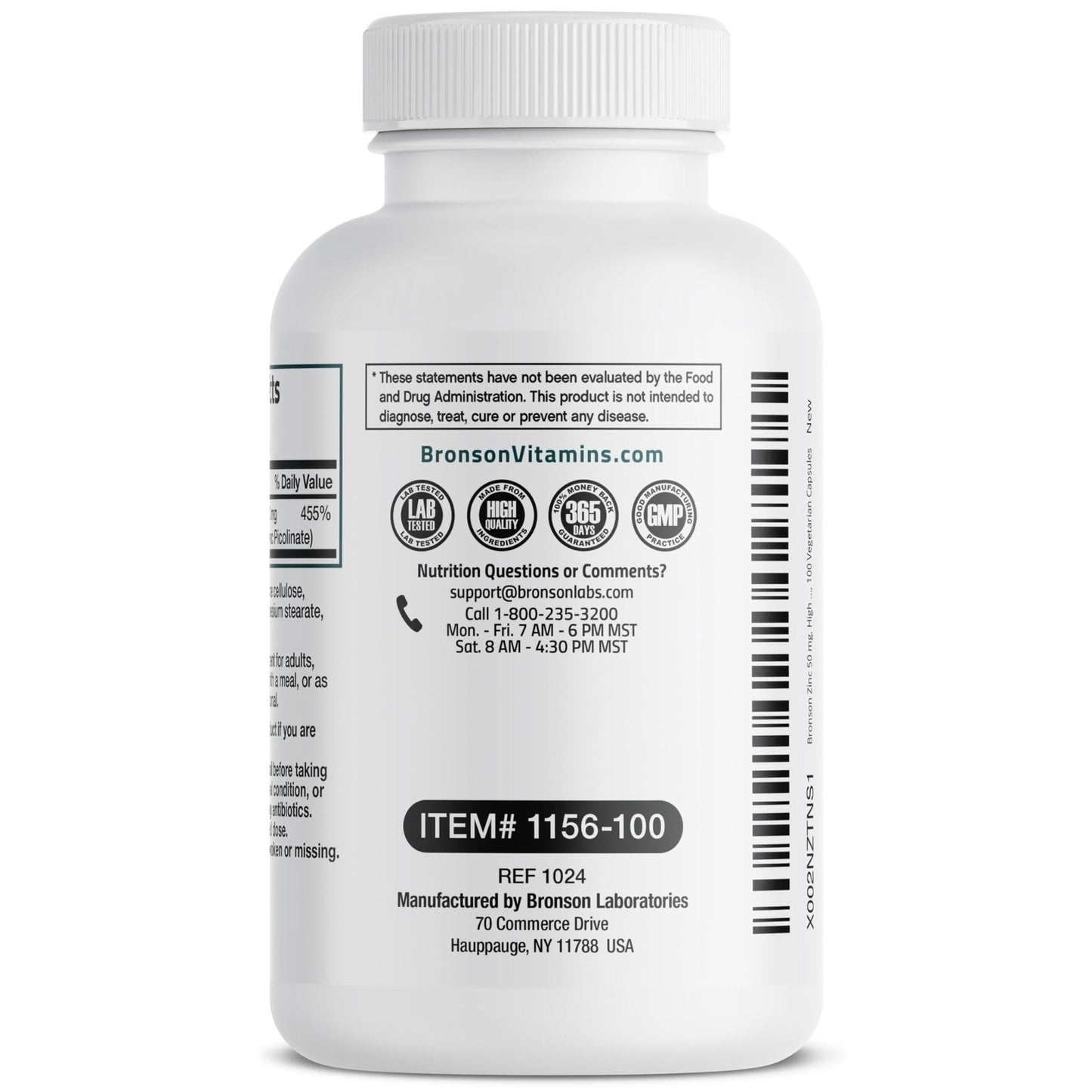 Bronson Zinc 50mg Complex High Potency Immune Support Supplement & Antioxidant and Skin Health - Maple Wellness Supplements