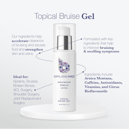 BruiseMD Topical Gel for Bruising and Swelling, 20% Arnica, Bromelain, Caffeine, Advanced Concentrated Bruise Treatment Formula, 60g (2 fl oz) - Maple Wellness Supplements