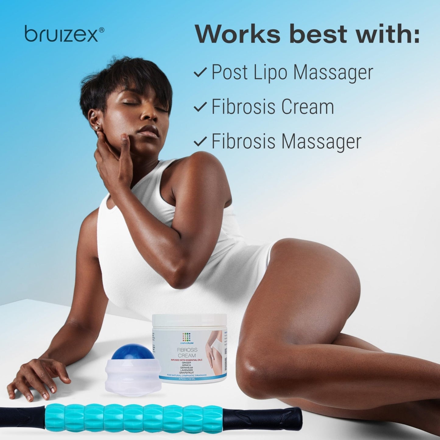 Bruizex Lymphatic Drainage Massage Oil with Arnica Oil & Coconut for Post Surgery Recovery & Lymphatic Drainage Massager, Liposuction, 360 Lipo, BBL, Tummy Tuck Procedure, Moisturizing Formula, 8.5 Oz - Maple Wellness Supplements