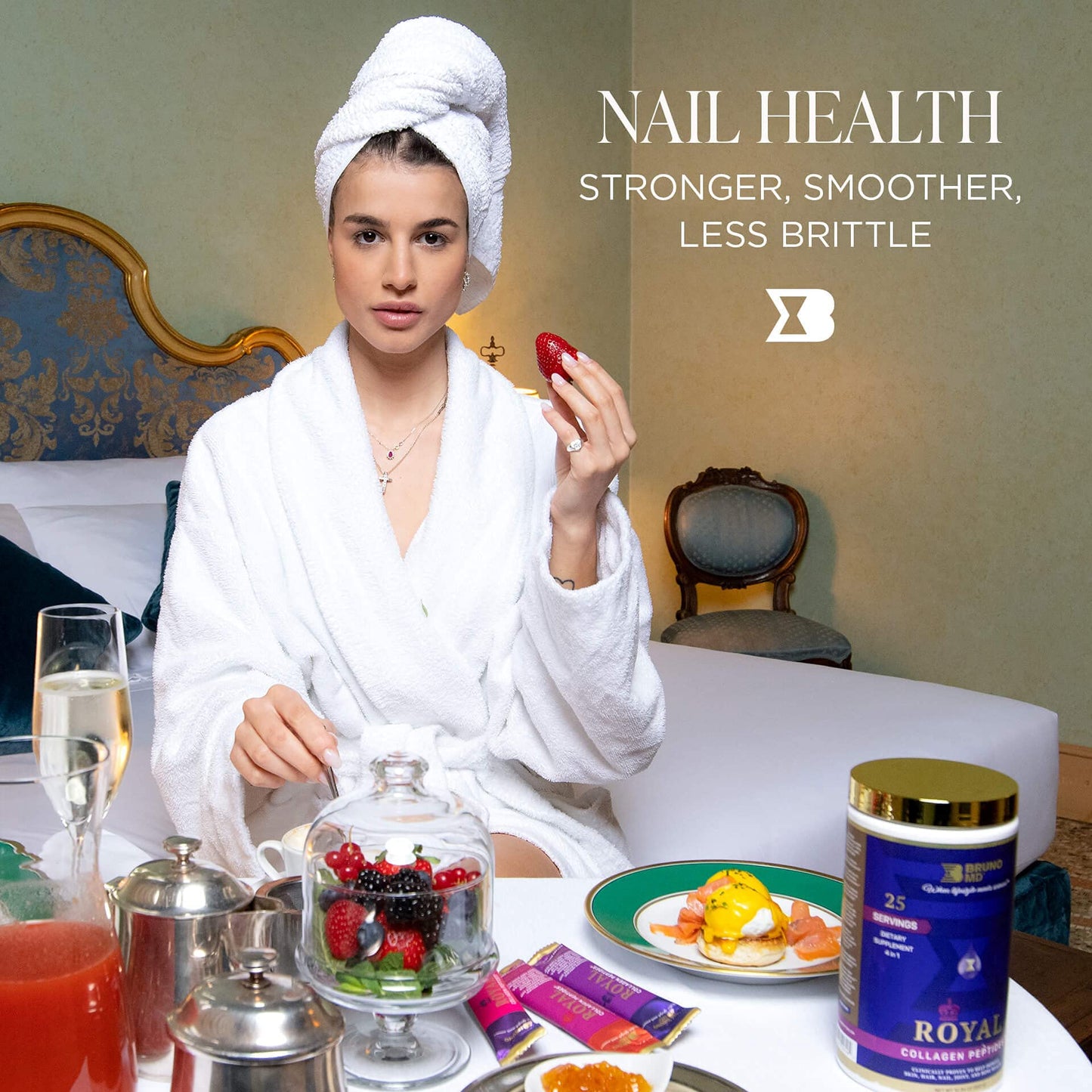 Bruno MD Royal Collagen Peptides, Clinically proven, Dietary Supplement, Improves Skin & Cellulite, European Sourced, Improves the Look of Hair & Nails, Blended with Vitamin C, Bone & Joint Supplement - Maple Wellness Supplements