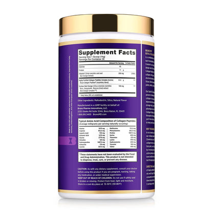 Bruno MD Royal Collagen Peptides, Clinically proven, Dietary Supplement, Improves Skin & Cellulite, European Sourced, Improves the Look of Hair & Nails, Blended with Vitamin C, Bone & Joint Supplement - Maple Wellness Supplements