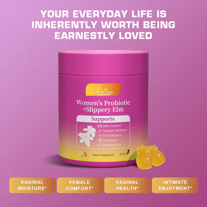 Brurtzexs Her Juicy Feminine Probiotics Gummies for Women with Slippery Elm - Pineapple Flavor, pH Balance & Immune Health Support - Digestive & Feminine Support - Vegan Supplement, 60 C - Maple Wellness Supplements