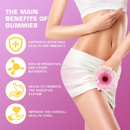 Brurtzexs Her Juicy Feminine Probiotics Gummies for Women with Slippery Elm - Pineapple Flavor, pH Balance & Immune Health Support - Digestive & Feminine Support - Vegan Supplement, 60 C - Maple Wellness Supplements