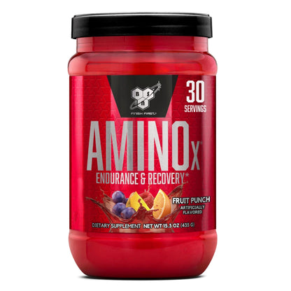 BSN Amino X Muscle Recovery & Endurance Powder, BCAAs, 10 Grams of Amino Acids, Keto Friendly, Caffeine-Free, Support Endurance, Zero Sugar, Fruit Punch, 30 servings, - Maple Wellness Supplements