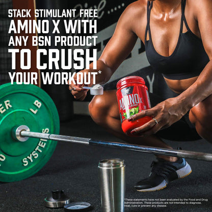 BSN Amino X Muscle Recovery & Endurance Powder with BCAAs, 10 Grams of Amino Acids, Keto Friendly, Caffeine-Free, Support Endurance, Zero Sugar, Blue Raz, - Maple Wellness Supplements