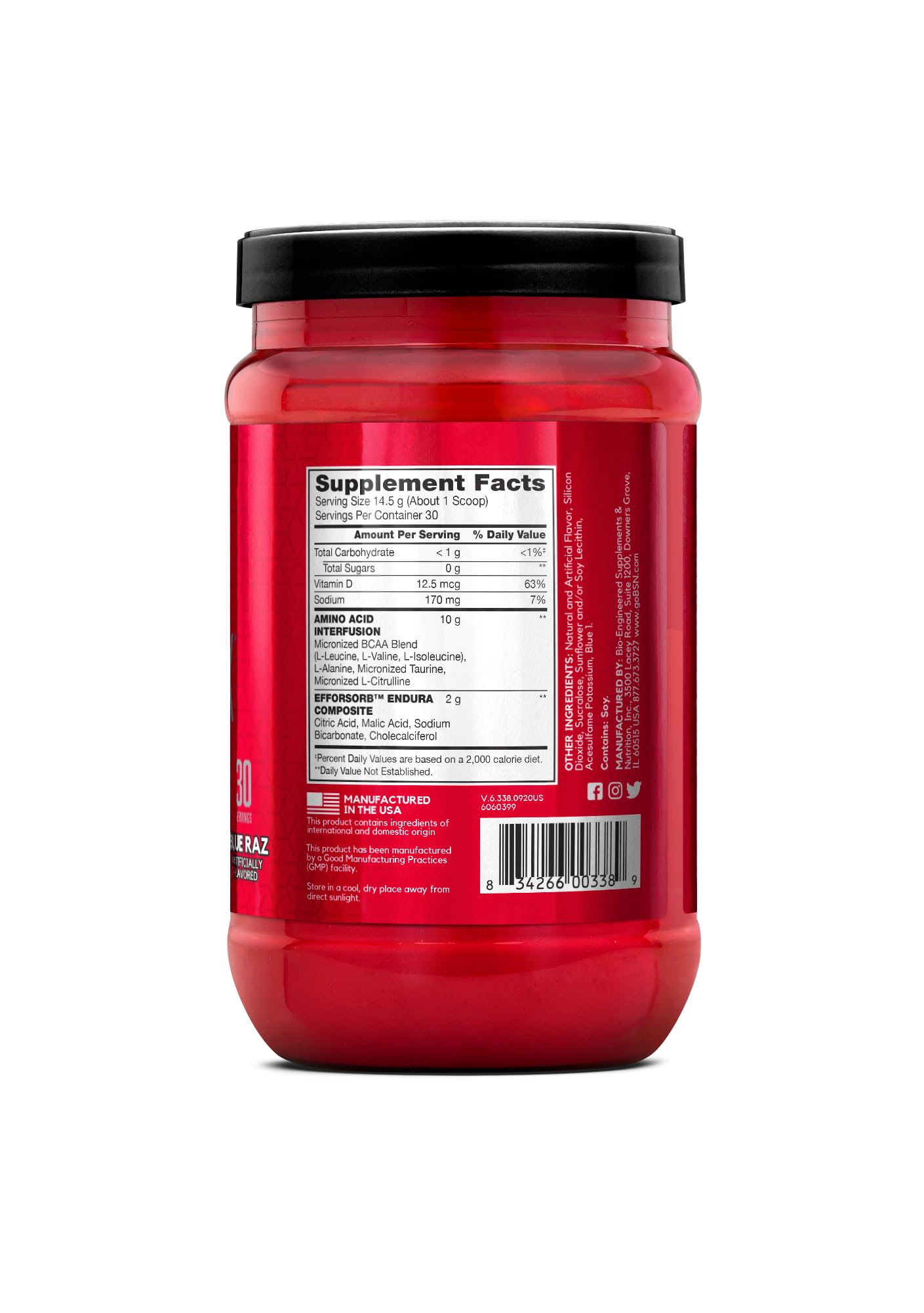 BSN Amino X Muscle Recovery & Endurance Powder with BCAAs, 10 Grams of Amino Acids, Keto Friendly, Caffeine-Free, Support Endurance, Zero Sugar, Blue Raz, - Maple Wellness Supplements
