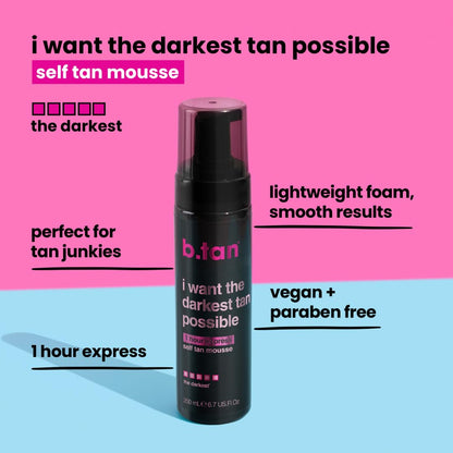 b.tan Ultra Dark Self Tanner Mousse | I Want The Darkest Tan Possible - Fast, 1 Hour Express - Maple Wellness Supplements