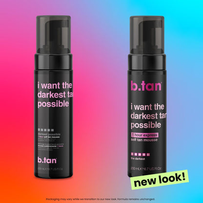 b.tan Ultra Dark Self Tanner Mousse | I Want The Darkest Tan Possible - Fast, 1 Hour Express - Maple Wellness Supplements
