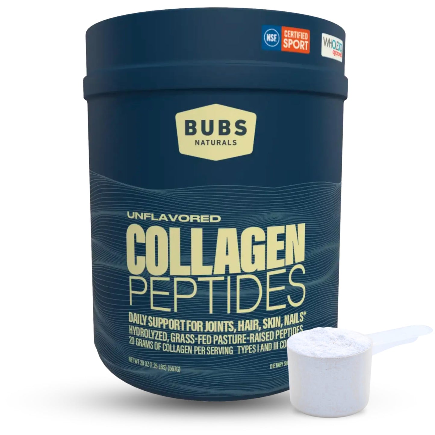 BUBS Naturals Collagen Peptides Powder, Collagen for Women & Men, Hydrolyzed Peptides, Unflavored Pasture Raised Grass Fed, Paleo Keto Friendly - Maple Wellness Supplements