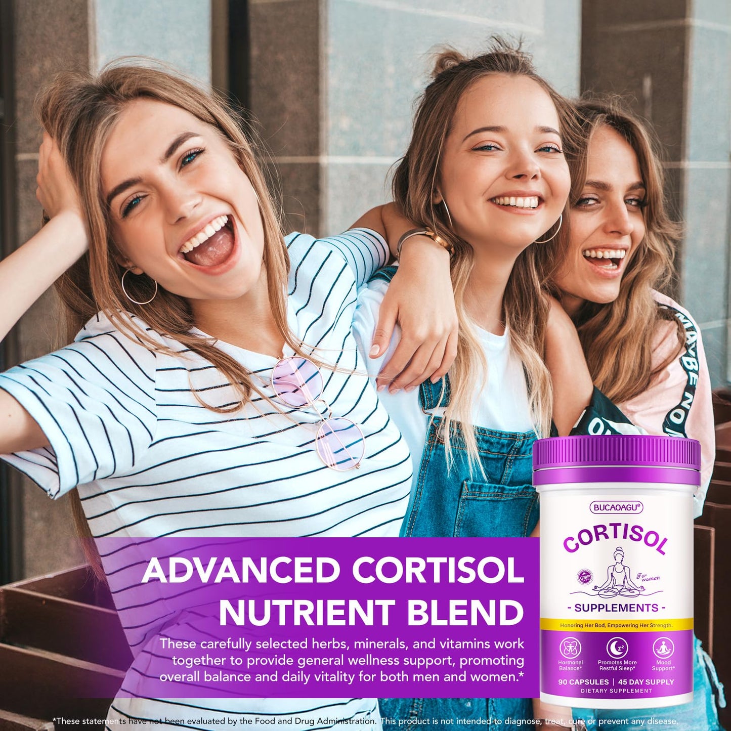 BUCAOAGU Cortisol Supplements for Women - Cortisol Reducer & Stress Support - Magnolia Bark, Rhodiola Rosea, Holy Basil, Magnesuim, Phosphatidylserine - Hormone Balance & Mood, Focus, Sleep Support - Maple Wellness Supplements
