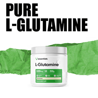 Bucked Up L-Glutamine (5000mg), Essentials (50 Servings, 250 Grams) - Maple Wellness Supplements