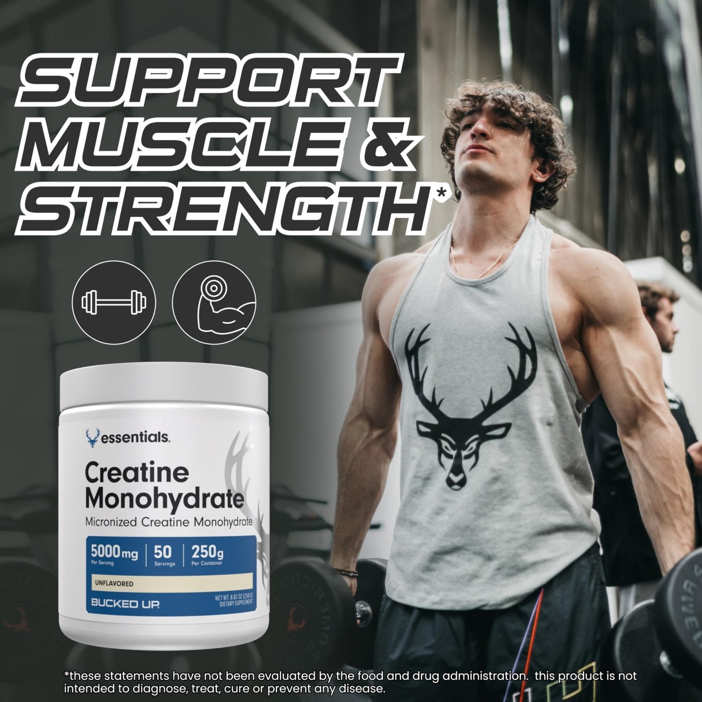 Bucked Up Pure Micronized Creatine Monohydrate for Women and Men - Easy to Mix and Unflavored - 5G Per Serving - Maple Wellness Supplements