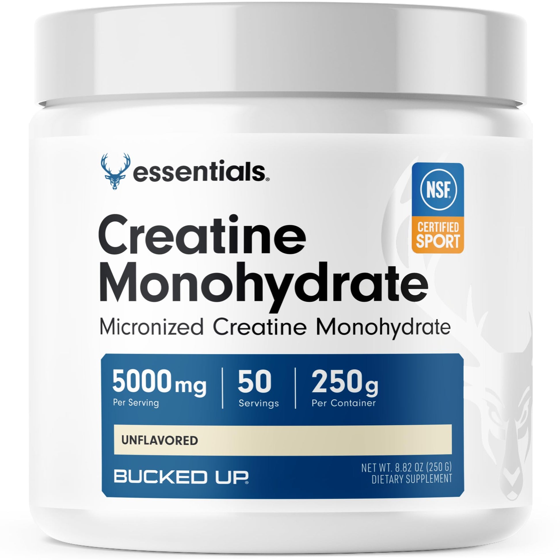 Bucked Up Pure Micronized Creatine Monohydrate for Women and Men - Easy to Mix and Unflavored - 5G Per Serving - Maple Wellness Supplements