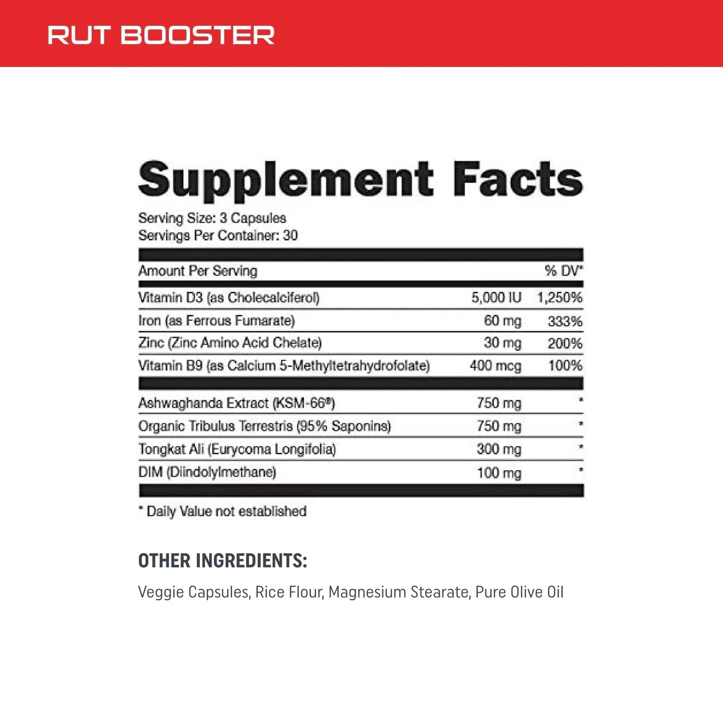 Bucked Up RUT - Testo Booster - Best All-Natural Test Formula for Men - Energy, Endurance, Strength, and Stamina Booster - Muscle Composition Aid - Male Supplements (90 Capsules/Pills) - Maple Wellness Supplements