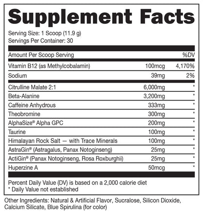 Bucked Up - Woke - HIGH STIM Pre Workout - Best Tasting - Focus Nootropic, Pump, Strength and Growth, 30 Servings (Rocket Pop) - Maple Wellness Supplements
