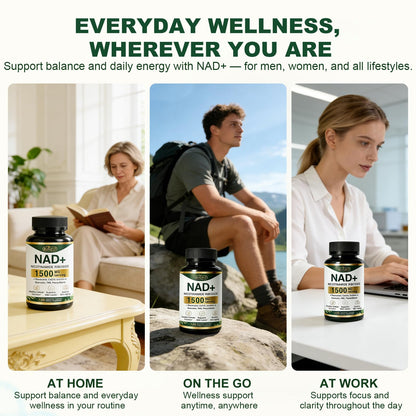 BUIUYLT NAD+ Supplement 1500mg, NR NMN Replacement with Resveratrol, Urolithin A, CoQ10 & Quercetin for Cellular Energy, Healthy Aging & Stamina for Women & Men - 120 Capsules - Maple Wellness Supplements