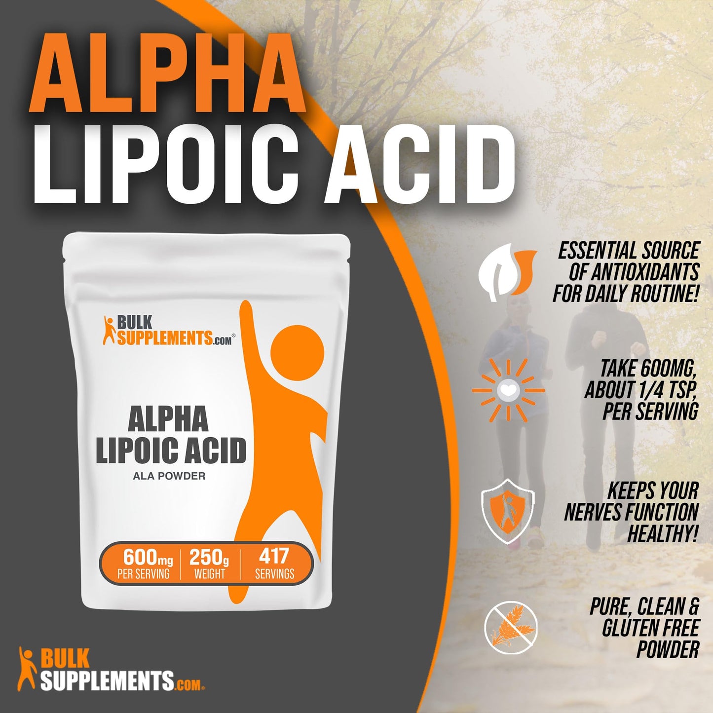 BULKSUPPLEMENTS.COM Alpha Lipoic Acid Powder - ALA Supplement, Alpha Lipoic - Maple Wellness Supplements
