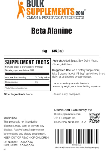 BULKSUPPLEMENTS.COM Beta Alanine Powder - Beta Alanine Pre Workout, Beta Alanine - Maple Wellness Supplements