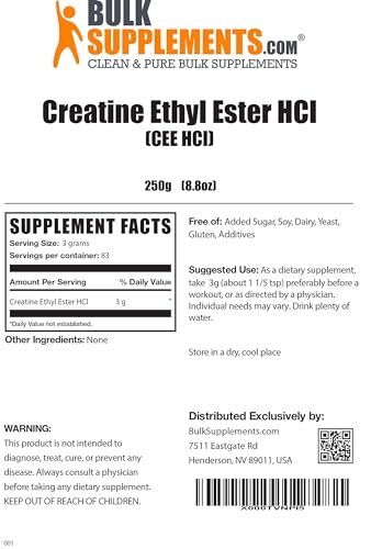 BULKSUPPLEMENTS.COM Creatine Ethyl Ester HCl Powder - Creatine Pre Workout Powder - Maple Wellness Supplements