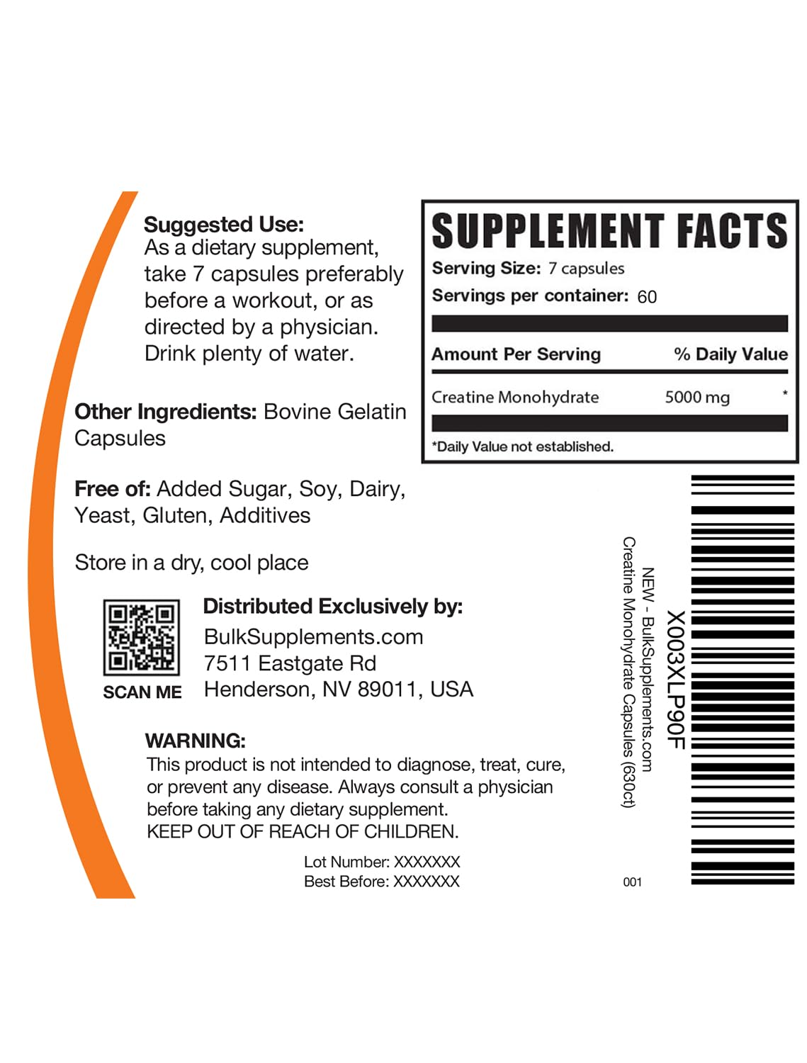 BulkSupplements.com Creatine Monohydrate Capsules - Micronized Creatine Pills - Gluten Free, 7 Capsules per Serving - Maple Wellness Supplements