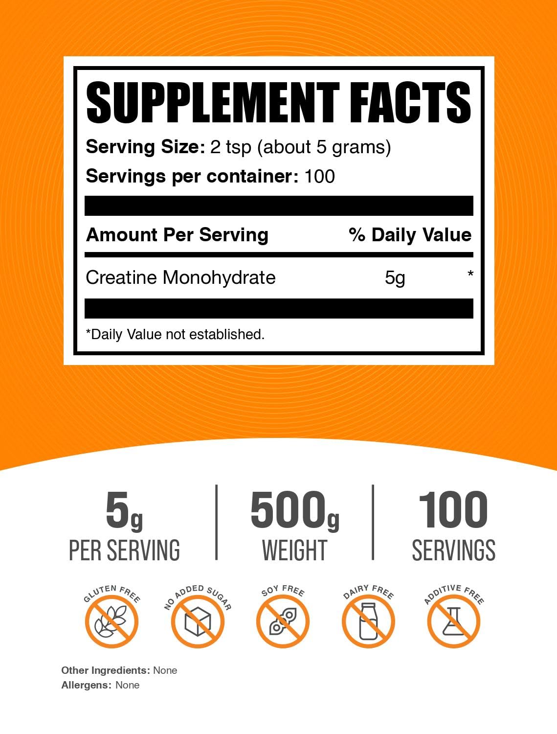BulkSupplements.com Creatine Monohydrate Powder - Micronized Creatine Powder, Unflavored - Pure & Gluten Free, 5g per Serving, 500g (1.1 lbs) (Pack of 1) - Maple Wellness Supplements
