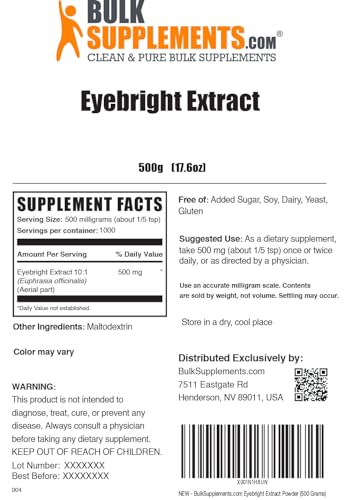 BULKSUPPLEMENTS.COM Eyebright Extract Powder - Eye Bright Extract - Eye Supplement - Maple Wellness Supplements