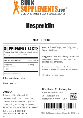 BULKSUPPLEMENTS.COM Hesperidin Powder - Hesperidin Supplement from Citrus - Maple Wellness Supplements