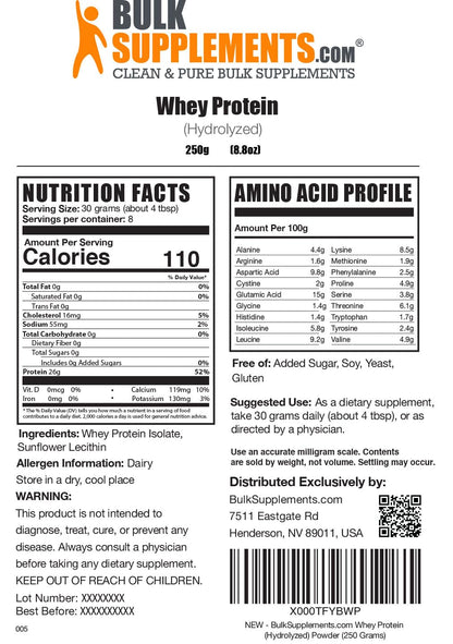 BULKSUPPLEMENTS.COM Hydrolyzed Whey Protein Isolate - Isolate Protein Powder - Maple Wellness Supplements