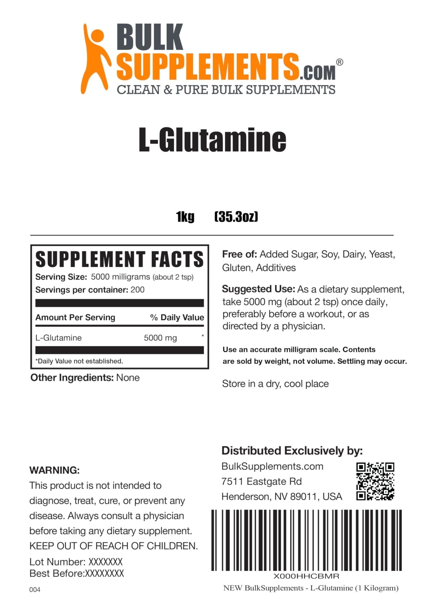 BULKSUPPLEMENTS.COM L-Glutamine Powder - Glutamine Supplement, L Glutamine - Maple Wellness Supplements