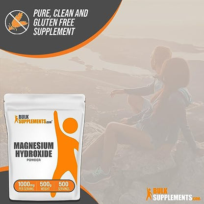 BulkSupplements.com Magnesium Hydroxide Powder - Magnesium Supplement - Maple Wellness Supplements