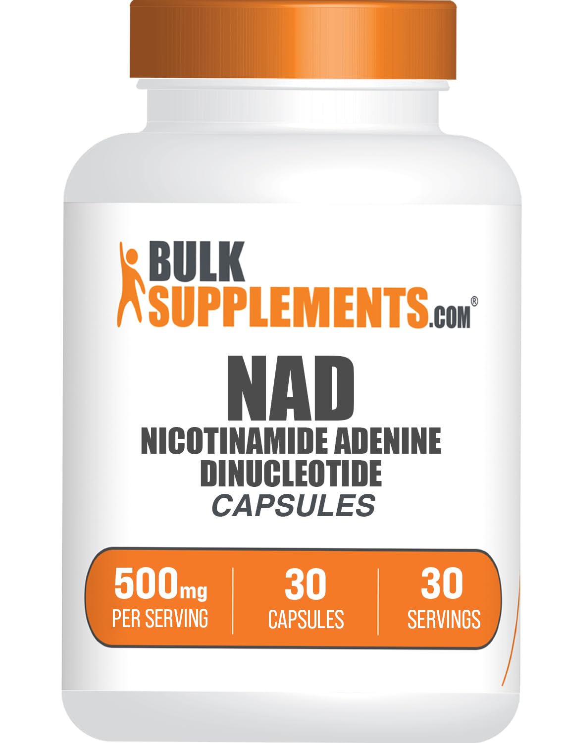 BulkSupplements.com NAD Capsules - Nicotinamide Adenine Dinucleotide, NAD Supplement 500mg - for Energy Support, Pure & Gluten Free, 1 Capsule per Serving, 30 Capsules (Pack of 1) - Maple Wellness Supplements