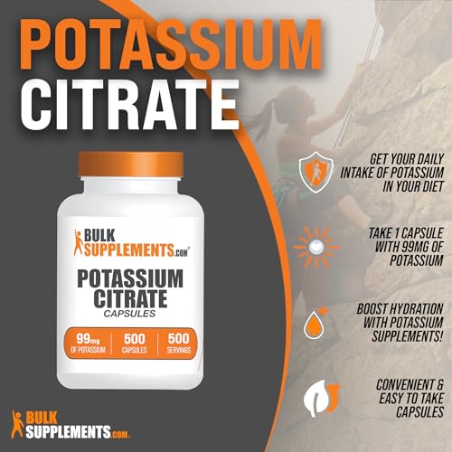 BulkSupplements.com Potassium Citrate Capsules - Potassium Supplement, Potassium - Maple Wellness Supplements