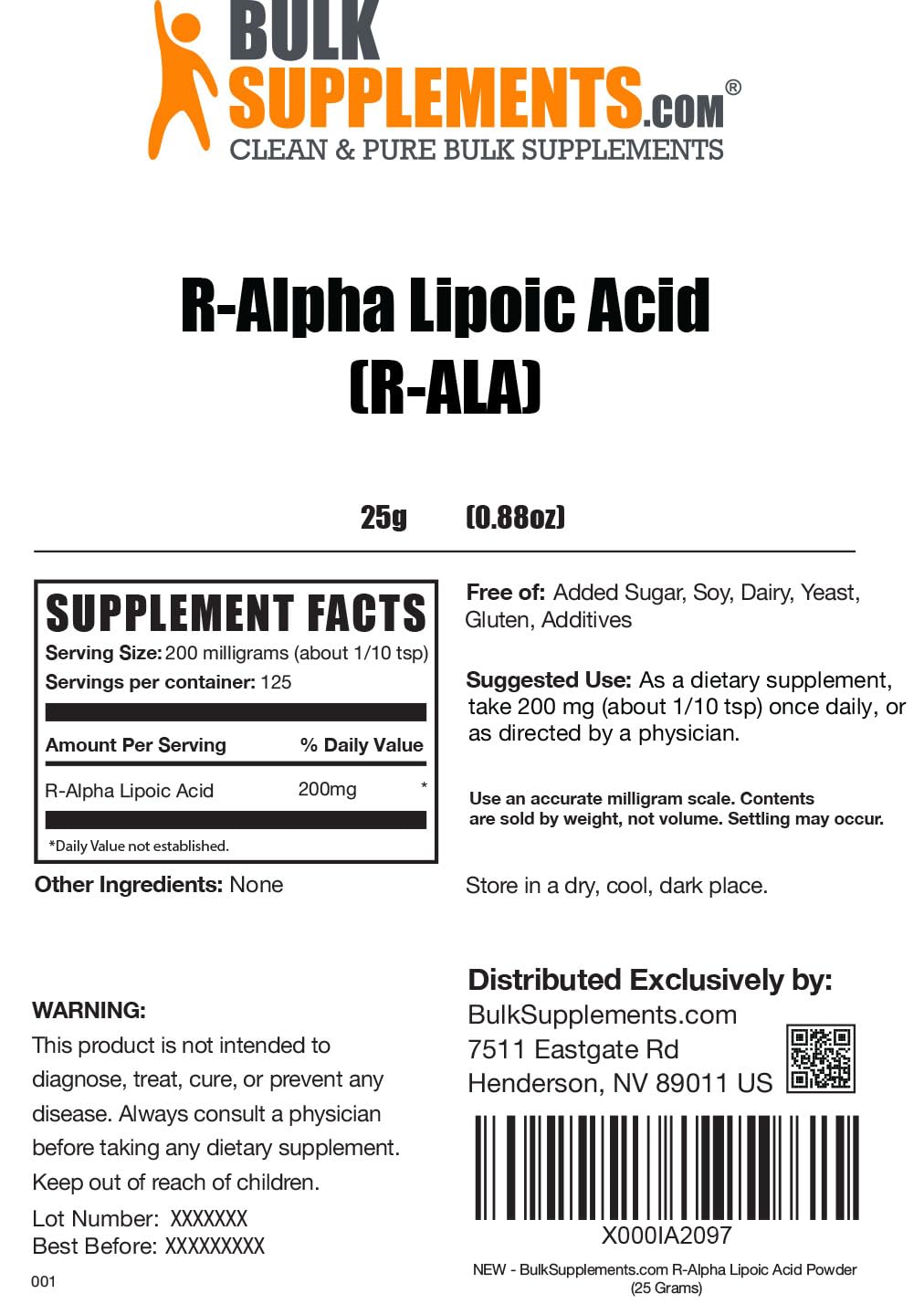 BULKSUPPLEMENTS.COM R-Alpha Lipoic Acid Powder - ALA Supplement, R Alpha Lipoic - Maple Wellness Supplements