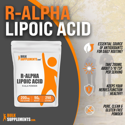 BULKSUPPLEMENTS.COM R-Alpha Lipoic Acid Powder - ALA Supplement, R Alpha Lipoic - Maple Wellness Supplements